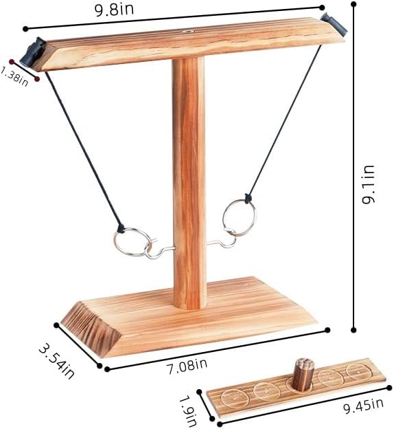 Ring Toss Game, Ring Throwing Game with Shot Put, Hook and Ring Throwing Game for Adults Kids, Fun Hook and Ring Game with Ladder