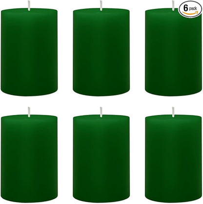 6 Packs 2.75x3.25 Inch Green Pillar Candles, Unscented Dripless Non-Toxic Smokeless Clean Long Lasting Burning Cylinder Candles for St. Patrick's Day Home Dinner Table Power Outage Emergency