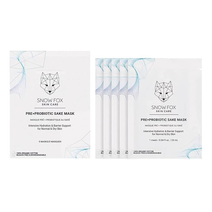 Snow Fox Skincare Pre+Probiotic Sake Mask to Brighten and Evens Out Skin Tone