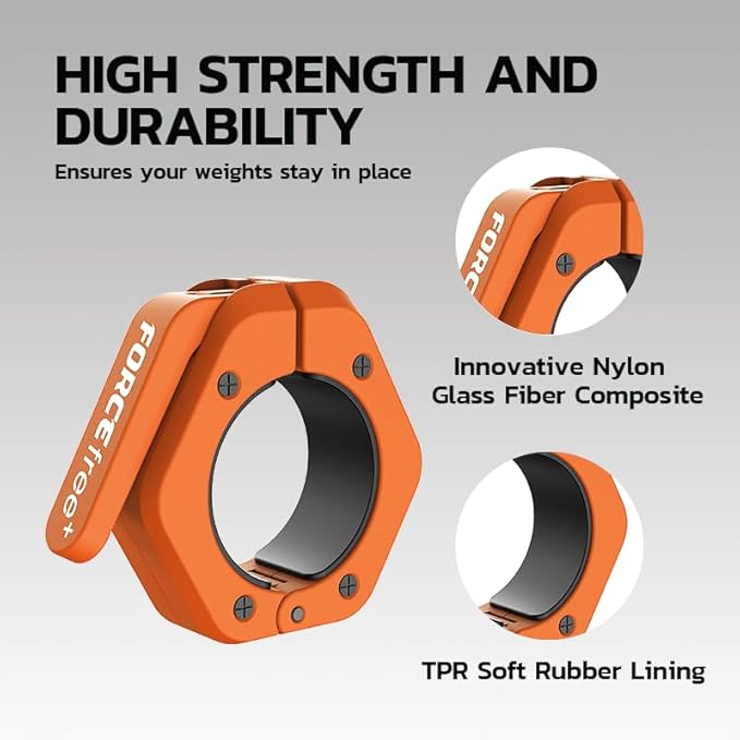 Barbell Clips (Pair), Barbell Clamps, Quick Release Olympic Barbell Clamps with Anti Slip TPR Grip, Barbell Collars for Secure Weightlifting & Powerlifting (Black) (NO MAG, Black)