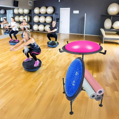 Free Standing Balance Ball Half Rack,Black Balance Ball Display Rack,Balance Board Half Rack Applicable to for Commercial Gyms, Home Gyms, and Studios