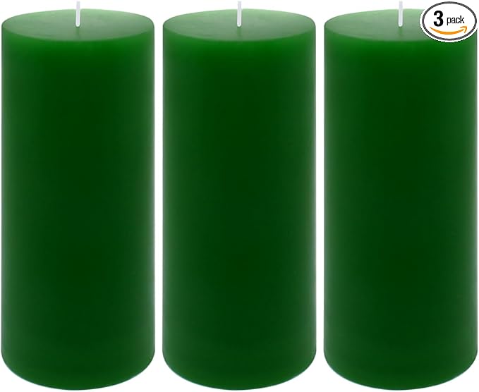 3 Packs 2.8x6 Inch Green Pillar Candles, Unscented Dripless Non-Toxic Smokeless Clean Long Lasting Burning Cylinder Candles for St. Patrick's Day Home Dinner Table Power Outage Emergency