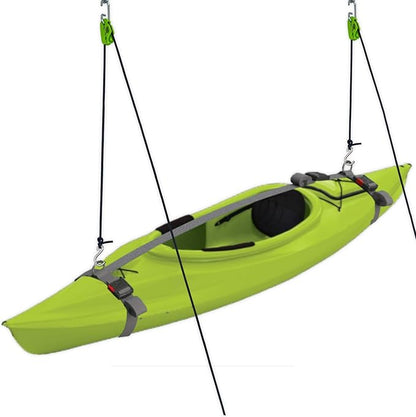 Tie Boss Kayak Hanger, Cargo Ceiling Storage, Overhead Storage, Watercraft Garage Storage, Hoist System. Green