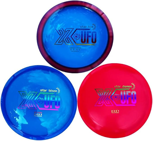 X-UFO Disc Golf Starter Set - 3 Piece Professional Disc Golf Set for Beginners, Lightweight &