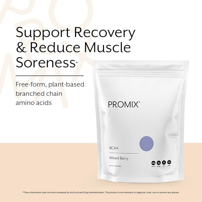 Promix BCAA Post-Workout Energy Powder - 5g Micronized BCAAs, Sugar Free, Plant Based, Vegan, Keto - Mixed Berry - 30 Servings (Pack of 1)