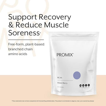 Promix BCAA Post-Workout Energy Powder - 5g Micronized BCAAs, Sugar Free, Plant Based, Vegan, Keto - Mixed Berry - 30 Servings (Pack of 1)