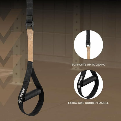 THYSOL® Resistance Trainer Pro Xtreme Straps Army | Sling Trainer Set with Adjustable Door Anchor | Fitness Home Workouts - Suitable for Travelling & for Training Indoor & Outdoor