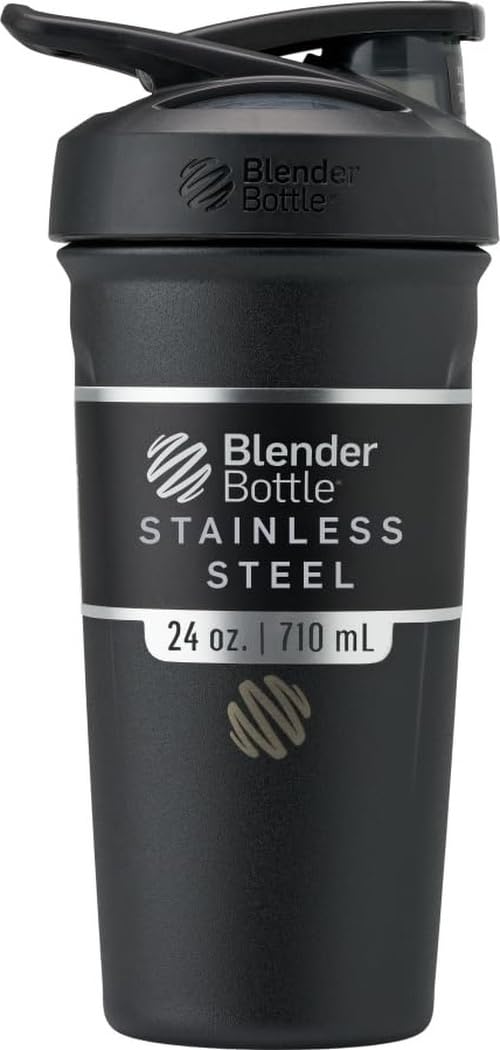 BlenderBottle Sport Flip Stainless Steel Shaker Bottle 24 oz Black