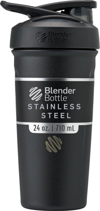 BlenderBottle Sport Flip Stainless Steel Shaker Bottle 24 oz Black