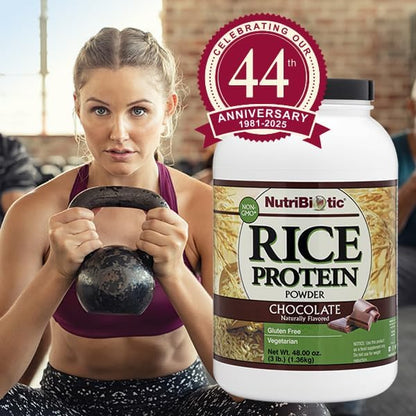 NutriBiotic ??Chocolate Rice Protein, 3 Lb (1.36kg) | Low Carb, Vegetarian & Keto-Friendly Raw Protein Powder | Grown & Processed Without Chemicals, GMOs or Gluten | Easy to Digest & Nutrient-Rich