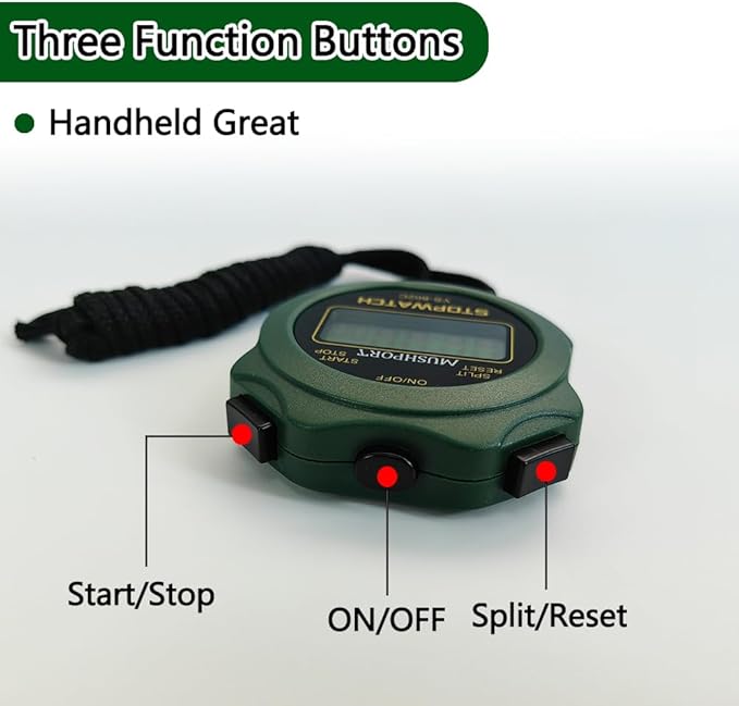 Stopwatch Timer Only Stopwatch Mode, ON/Off Silent Simple Operation, Without Clock Date Countdown, Digital Stop Watch for Sports Kids Coaches Swimming Running, Green