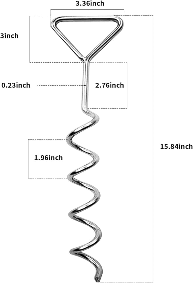 Trampoline Stakes Heavy Duty, High Wind Anchors Tie Down Ground Anchor Kit Stakes, Corkscrew Shape, Galvanized Steel, Anti-Rust, Pack of 6 with 6 Belt, Trampoline Accessories