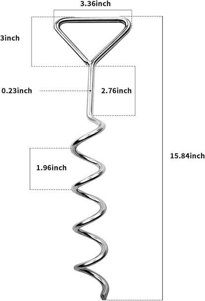 Trampoline Stakes Heavy Duty, High Wind Anchors Tie Down Ground Anchor Kit Stakes, Corkscrew Shape, Galvanized Steel, Anti-Rust, Pack of 6 with 6 Belt, Trampoline Accessories