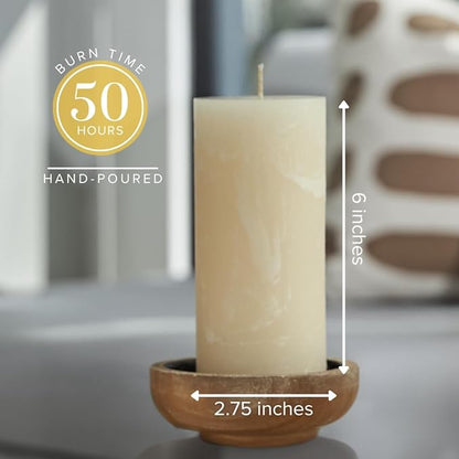 Simply Soson Citrus Scented Candle Set - 3x6 Ivory Pillar Candles for Home Aromatherapy Gift