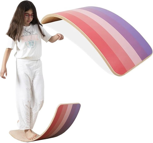 bee smart Wooden Balance Board- Wobble Board for Kids, Natural Toddler Balance Rocker | Ideal Tool for Exercise, Rehabilitation and Fun