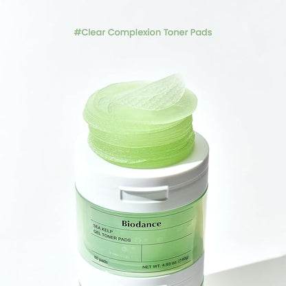 Biodance Sea Kelp Gel Toner Pads, Calming & Soothing for Sensitive Skin, Oil & Sebum Control, Blemish Care, Gentle Exfoliating Toner Pads, Korean Skincareㅣ4.93 fl.oz.(140g)*60Pads