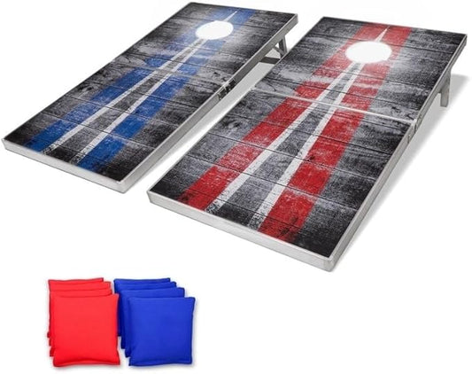GoSports 4 x 2 ft Aluminum Cornhole Game Sets – Choose LED Lights or Standard - Set Includes 2