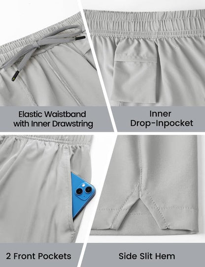 Nepest Men's 5?™â€?Athletic Running Shorts with Pockets, Lightweight Quick Dry Gym Workout Training No Liner Shorts