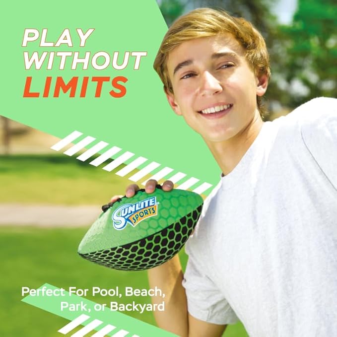 Sunlite Sports Waterproof Football for Lawn Backyard Pool Beach Lake Park Water Toy, Outdoor Play, for Kids Children Teens Adults, Family Fun