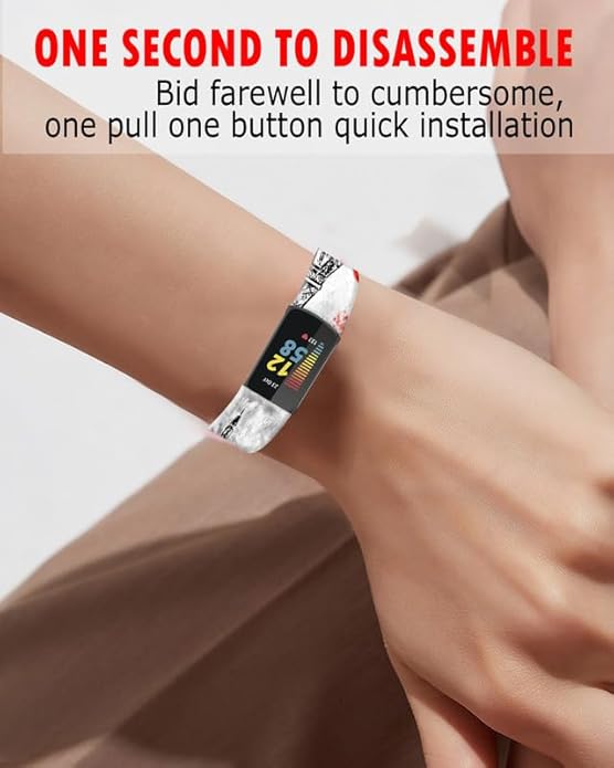 Compatible with Charge 6/Charge 5 WatchBands for Women Men,Elastic Adjustable Wristbands,Breathable Sport Band Soft Waterproof Health Tracker