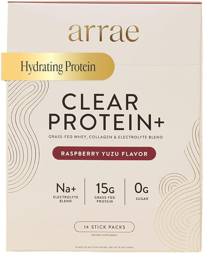 Arrae Clear Protein ??Natural Protein Supplement, Smooth Texture, Easy to Mix, 14 Servings, Clean Formula with Electrolytes
