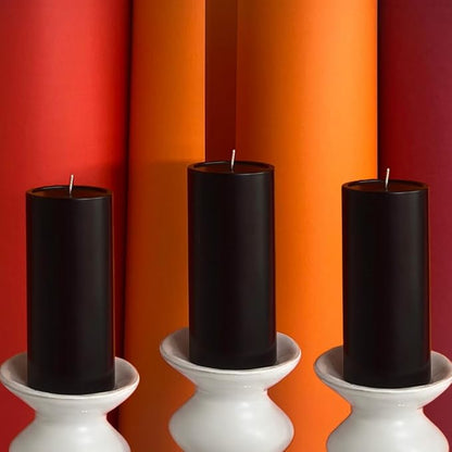 Simply Soson 3x6 inch Black Pillar Candles Set of 3, Smooth Texture, Unscented Black Candles, Dripless Candles, 3 inch Pillar Candles Ideal as Wedding, Parties, Spas, Dinner, Home Decoration, Church