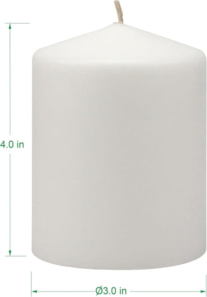 Stonebriar 3 Pack Tall 3 x 4 Inch 35 Hour Long Burning Unscented White Wax Pillar Candles