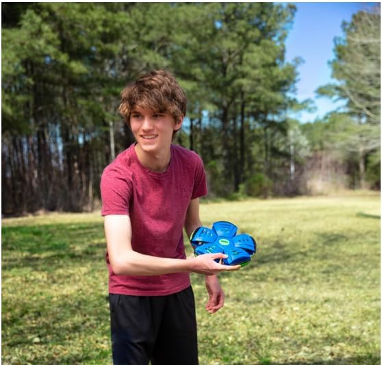 WAHU Phlat Ball Classic Flying Saucer Ball Toy for Kids Ages 5+, Collapsible Time Delay Frisbee Flying Disc Toy, Throw a Disc Catch a Ball, Blue