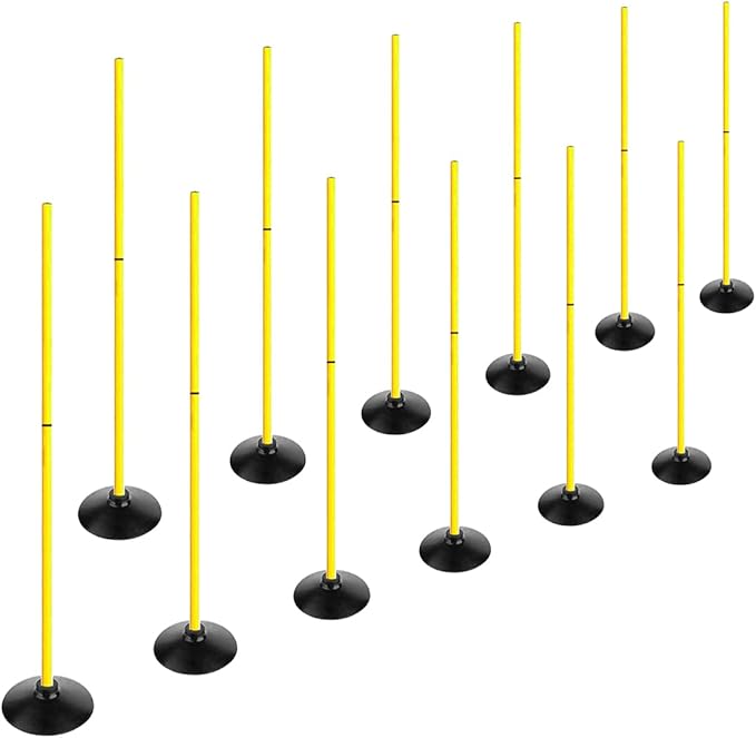 TNZMART 4.9FT Training Agility Poles Set Detachable Soccer Training Sticks Slalom Poles with 10 Disc Cones and Speed Ladder