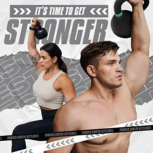 Yes4All Kettlebell, Heavy Duty Powder Coated Cast Iron Kettlebells, Non-Slip Handle & Flat Bottom for Conditioning, Strength Training & Full Body Exercises at Home Gym - Single & Pair