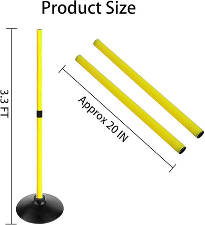 Adjustable Height Agility Hurdle Set Multi-Function Soccer Trainning Pole Set Coaching Sticks with Rubber Base