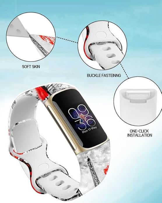 Compatible with Charge 6/Charge 5 WatchBands for Women Men,Elastic Adjustable Wristbands,Breathable Sport Band Soft Waterproof Health Tracker