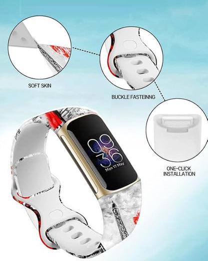 Compatible with Charge 6/Charge 5 WatchBands for Women Men,Elastic Adjustable Wristbands,Breathable Sport Band Soft Waterproof Health Tracker