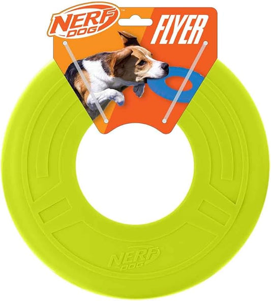Nerf Dog Atomic Flyer Outdoor Dog Toy, 10 Inch Flying Disc Dog Fetch Toy, Rubber Dog Toy for Medium