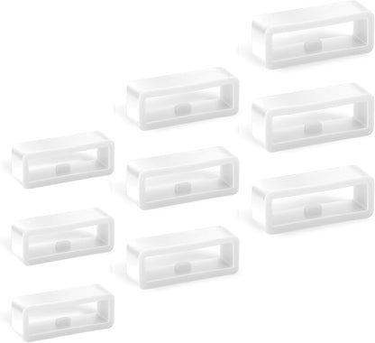 Xindojuz 9 PCS Watch Band Loop, White Silicone Magic Band Clips, Rubber Watch Strap Bands Holder Retainer Keepers Fastener Rings Replacement for Smartwatch Accessories Forerunner Bands (18/20/22 mm)