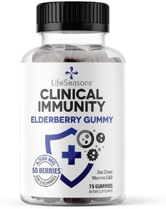 LifeSeasons Clinical Immunity - Elderberry Gummies - Supports a Healthy Immune System - 25