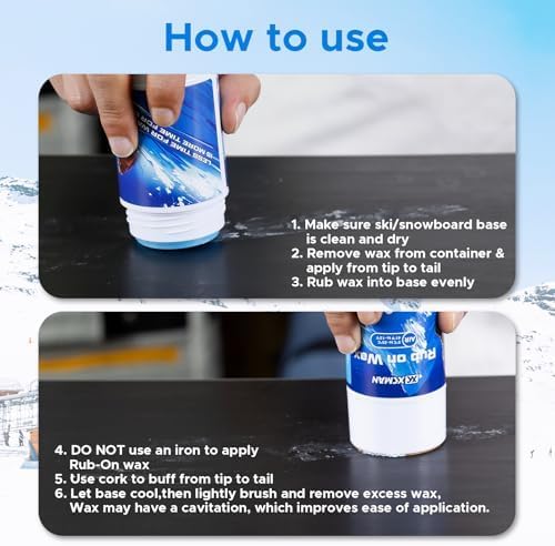 XCMAN Rub on Quick Wax for Ski/Snowboard/Nordic/Cross-Country with Easy cork applicator 70g, Universal Wax for Most Temperature, New Formula Snowboard Wax PFAS-free