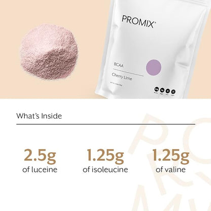 Promix BCAA Post-Workout Energy Powder - 5g Micronized BCAAs, Sugar Free, Plant Based, Vegan, Keto - Cherry Lime - 30 Servings (Pack of 1)