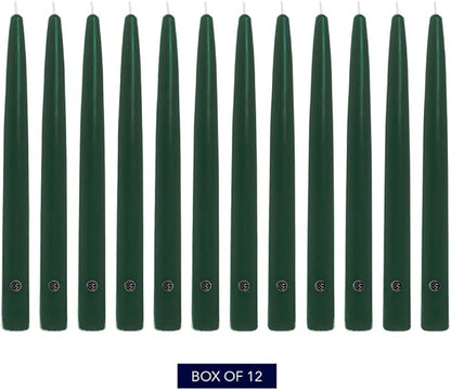 Colonial Candle Unscented Taper Candle, Handipt Collection, Evergreen, 12 in, Pack of 12 - Up to 10 Hours Burn