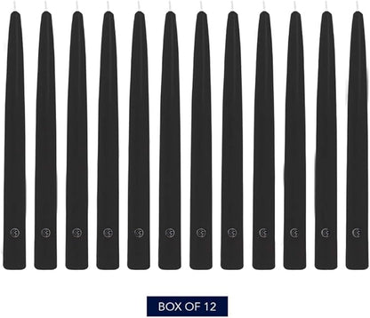 Colonial Candle Unscented Taper Candle, Handipt Collection, Black, 10 in, Pack of 12 - Up to 8 Hours Burn