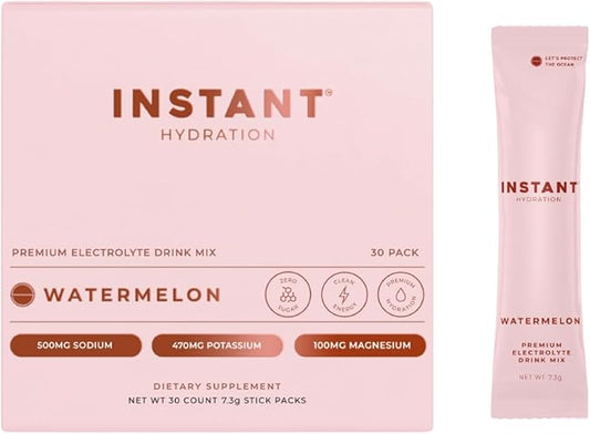 Instant Hydration Electrolytes Powder Packets - Watermelon Electrolyte Drink Mix - Zero Sugar
