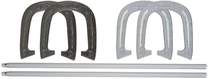 Franklin Sports Horseshoes Set - Metal Horseshoe Game Set for Adults + Kids - Official Weight Steel Construction - Beach + Lawn Outdoor Game Set - Advanced Set