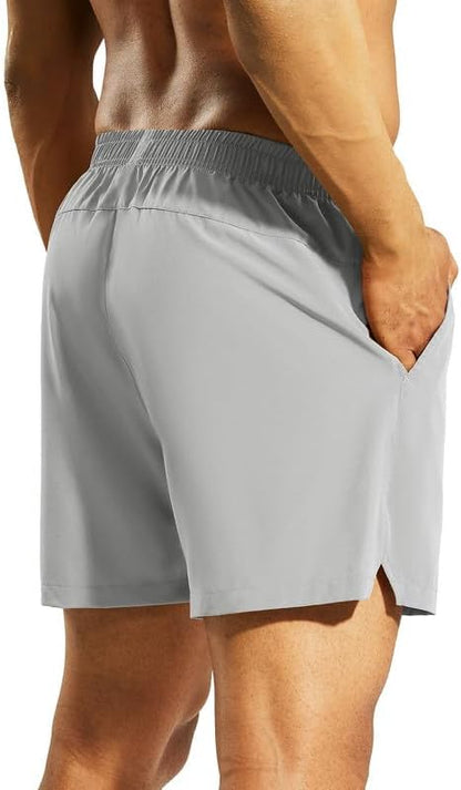 Nepest Men's 5?™â€?Athletic Running Shorts with Pockets, Lightweight Quick Dry Gym Workout Training No Liner Shorts