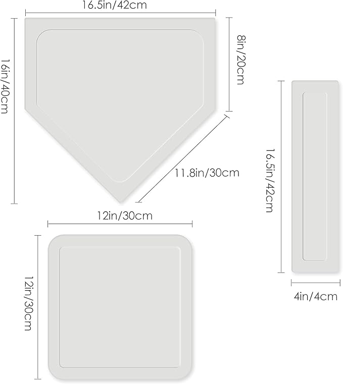 5-Piece Baseball & Softball Base Set, Thrown Down Sports Bases and Pitching Mount, Durable Rubber Field Bases for Kids & Adults for Indoor and Outdoor Softball, Baseball, and Kickball Practice