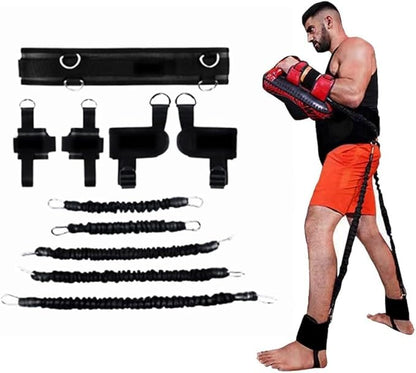 Boxing Resistance Bands, Leg Strength and Agility Speed Trainer for Men and Women Exercise Power Punch Pro with Belt, Ankle, Kicking Set for MMA