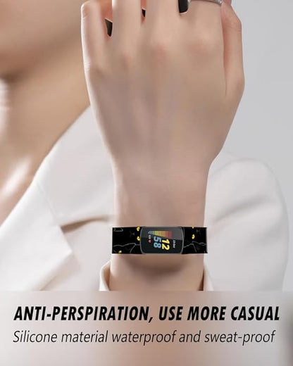 Compatible with Charge 6/Charge 5 WatchBands for Women Men,Elastic Adjustable Wristbands,Breathable Sport Band Soft Waterproof Health Tracker