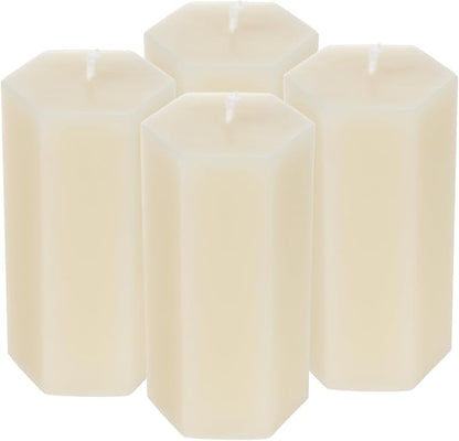 4PCS Hexagon Beeswax Pillar Candles,Large Handmade Pure Beeswax Candle,Unscented Smokelessï¼? * 4",18H, White