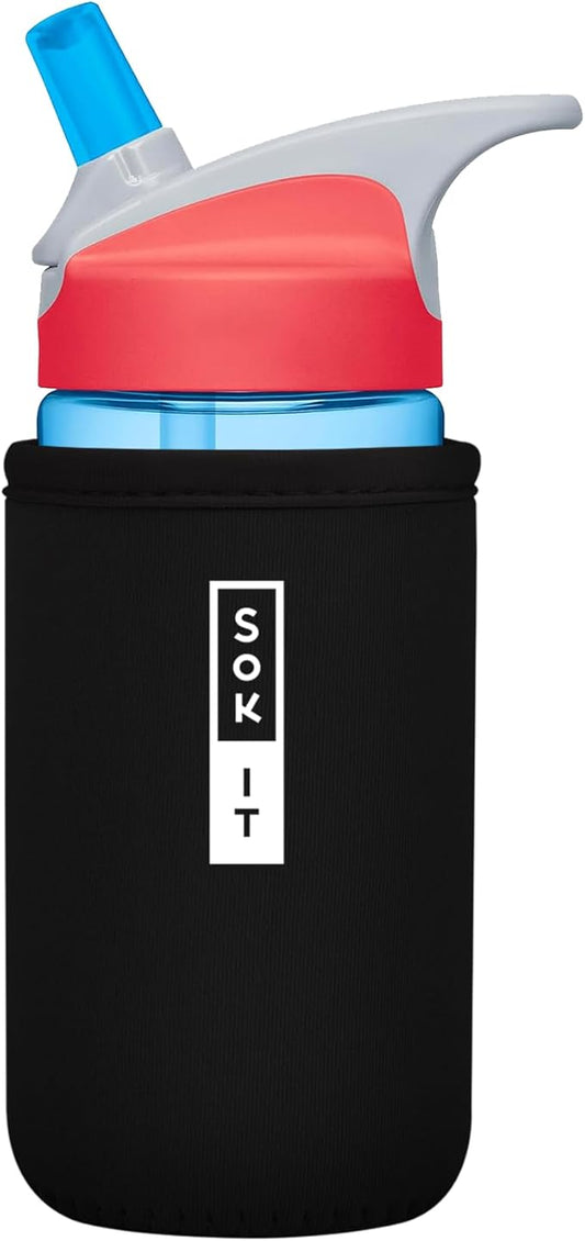 Sok It BotlSok Water Bottle Sleeve Insulated Neoprene Cover (Black, Fits 12oz CamelBak or Nalgene)
