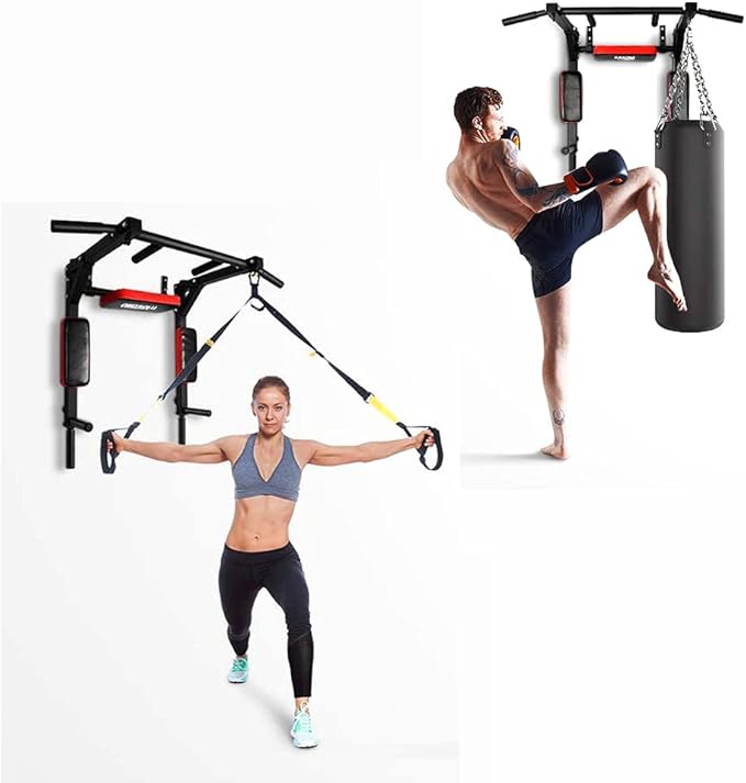 PLKO Wall Mount Pull Up Bar Wall Mounted Body Press Pull Up Bar Gym Chin-Up for Upper Body Workout