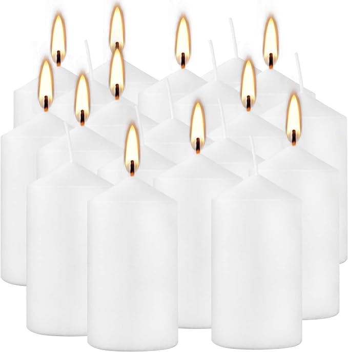 2"x4" High White Pillar Candles, Set of 20 Unscented. Bulk Buy. Ideal for Halloween, Wedding, Emergency Lanterns, Household, Wedding and Home Décor Candlesticks